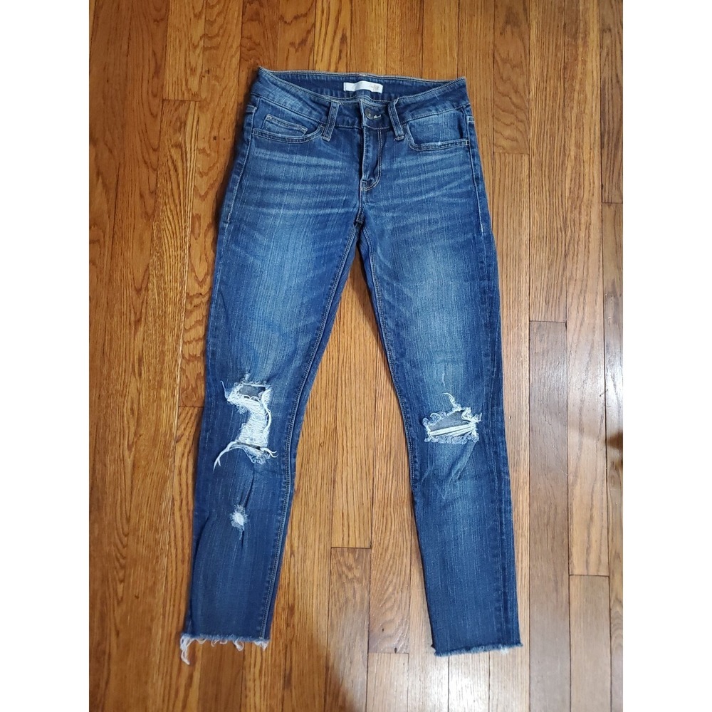 Buckle Daytrip Refined Lynx Skinny Distressed Acid Fade Fray Hem Jeans 25 Womens